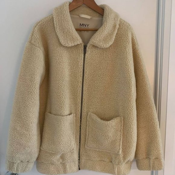 Beige Teddy Coat Size M - Picture 1 of 2